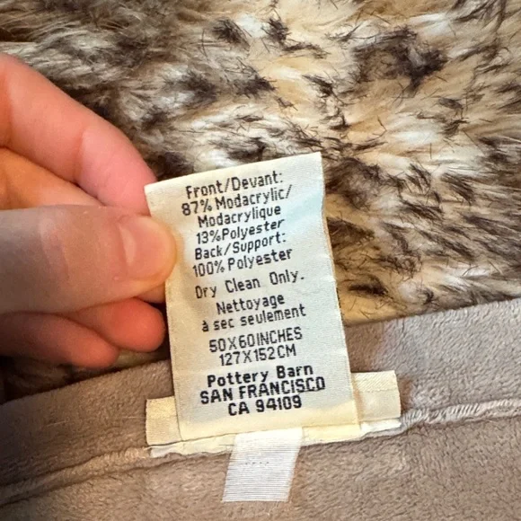 Pottery Barn Luxurious Faux Fur Throw - Rich Brown and Cream - Picture 4 of 5